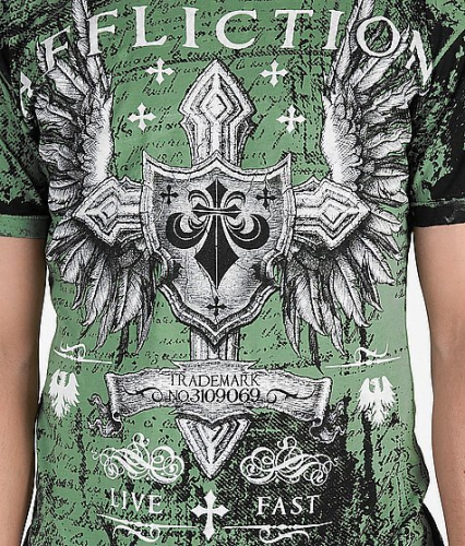 Двухстороняя футболка Affliction Simulation T-shirt Green оригинал
